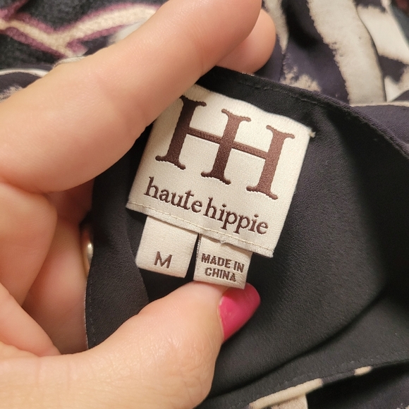 Haute Hippie Silk Dress Medium Sleeveless Animal Print Studded Asymmetrical - Picture 7 of 7